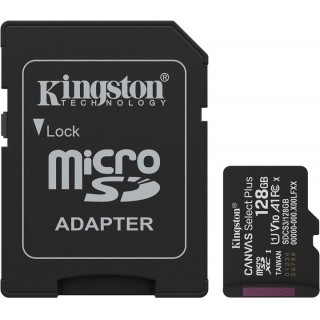 Kingston 128GB microSD Class10 A1 (V10) Canvas Select Plus Gen3 +SD adapter